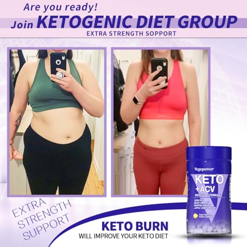 VEGEPOWER Keto Pills Apple Cider Vinegar Weight Loss Fat Burner Ketosis Diet Support