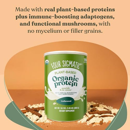 Four Sigmatic Organic Plant-Based Protein Powder Unflavored Protein with Lion’s Mane