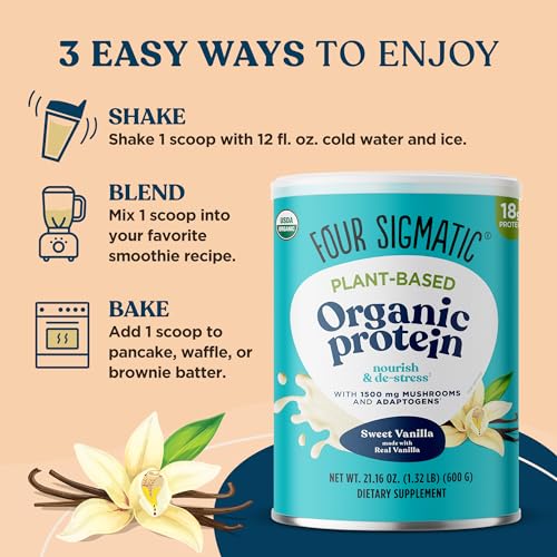 Four Sigmatic Organic Vegan Protein Powder | 18g Plant-Based Protein per Serving