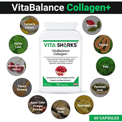 VitaBalance Collagen+ 60 Capsules for Skin, Hair, Nails, Joints & Connective Tissue