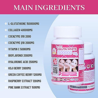 Supreme Gluta White 1500000mg for Skin Lightening, Skin Moisturizer, Collagen Stimulator Healthy