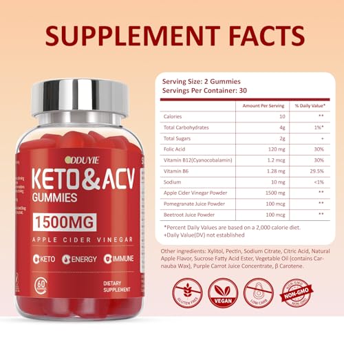 DDUYIE Keto ACV Gummies for Weight Loss - 1500mg Keto ACV Gummies Advanced Weight Loss