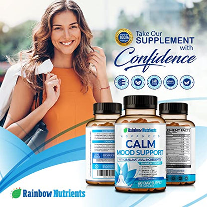 28 in 1 Calm Mood Support Supplement- Natural Happy Pills for Occasional Anxiousness