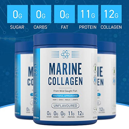 Applied Nutrition Marine Hydrolysed Collagen Powder from Wild Salmon - Protein for Health, Skin, Hair, Nails, Bones, Muscle & Joints