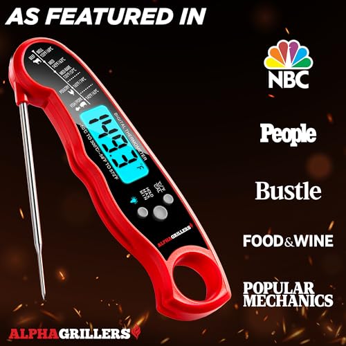 Alpha Grillers Instant Read Meat Thermometer for Grill and Cooking. Best Waterproof Ultra