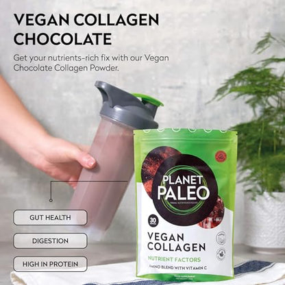 Planet Paleo Vegan Collagen (Chocolate, 255g) - Vegan Collagen Powder - High Protein