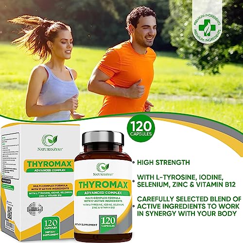 Natures Zest Thyroid Support Supplement for Women & Men - 120 Vegan Capsules