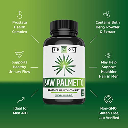 Zhou Nutrition Saw Palmetto Extract 500 mg, Prostate Health, Urinary Tract Support, DHT