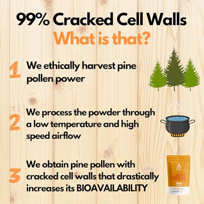 HYBRID HERBS - PINE POLLEN | 99% Cracked Cell Wall Powder | Highly Bioavailable