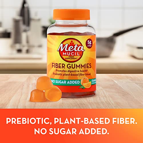 Metamucil Daily Fiber Gummies, Orange Flavored, No Sugar Added, 5g Prebiotic Plant