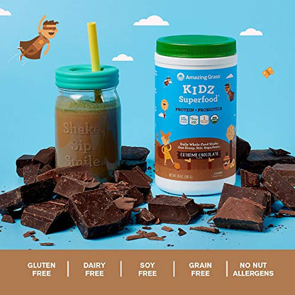 Amazing Grass Kidz Superfood: Vegan Protein & Probiotics for Kids with Beet Root Powder