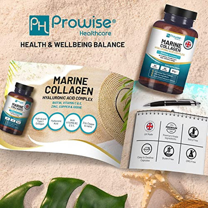 Marine Collagen with Hyaluronic Acid 1100mg | 90 Collagen Capsules High Strength for Women & Men