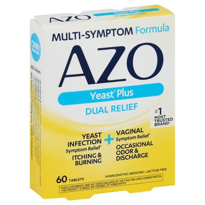 AZO Yeast Plus Dual Relief Tablets, Yeast Infection and Vaginal Symptom Relief, Relieves Itching & Burning