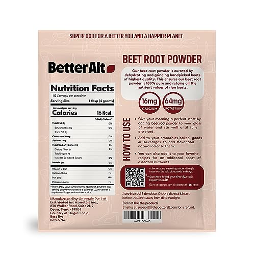 Better Alt Beet Root Powder - 16oz, 100% Natural Nitric Oxide Booster, Beet Juice Powder