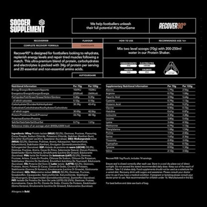 Soccer Supplement Recover90®, Complete Recovery Shake - 31grams of Whey Protein Isolate