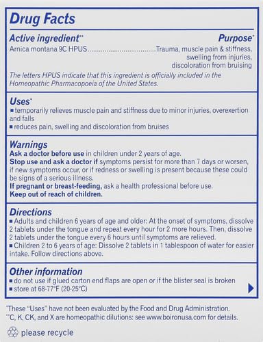 Boiron Arnicare Tablets for Pain Relief from Muscle Pain, Joint Soreness, Swelling from Injury or Bruises