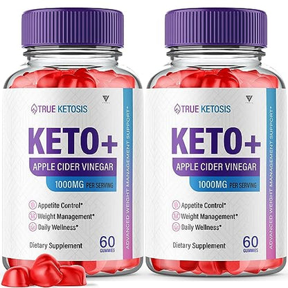 (2 Pack) True Ketosis Keto Gummies for Weight Loss, True Ketosis Keto ACV Gummies 