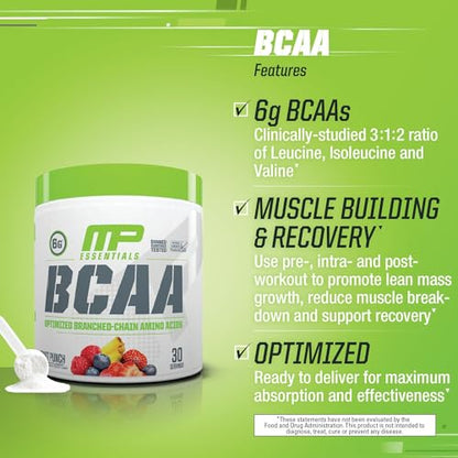 MusclePharm Essentials BCAA, Fruit Punch - 30 Servings