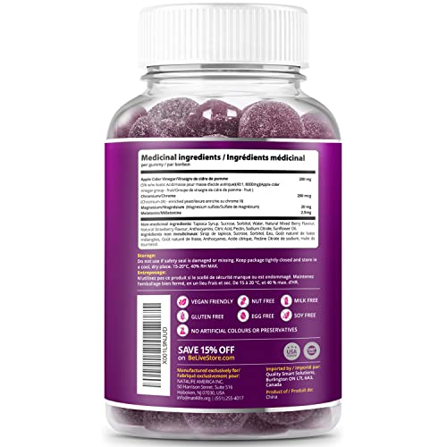 BeLive MoonBurn Nighttime Melatonin Gummies - 60 Ct | Formulated with Apple Cider