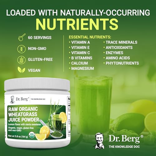 Dr. Berg USDA Certified Organic Green Powder Superfood (60 Servings) - Made with Raw