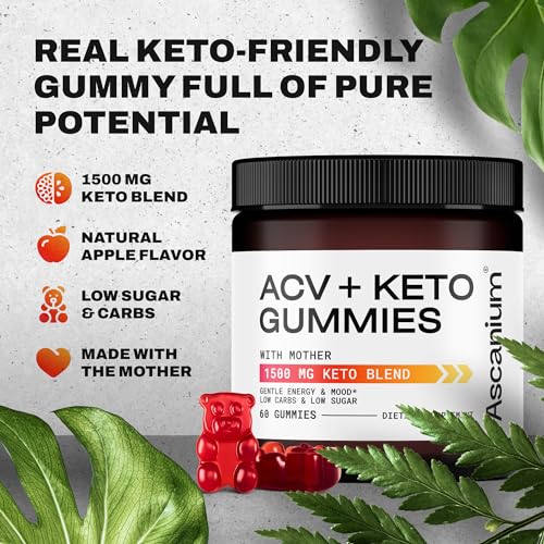 Ascanium Keto ACV Gummies 1500mg - Low-Sugar & Low-Carbs Apple