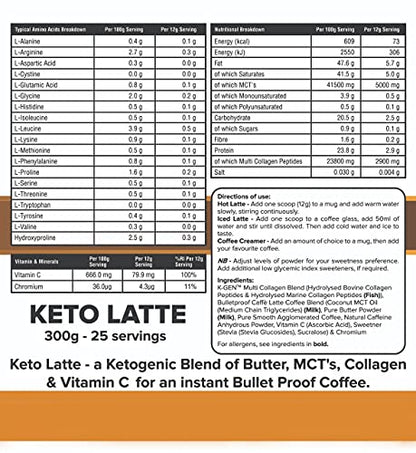 Instant Bulletproof Keto Coffee Creamer UK Made Collagen Latte | Butter Powder, Coconut MCTs & Vitamin C