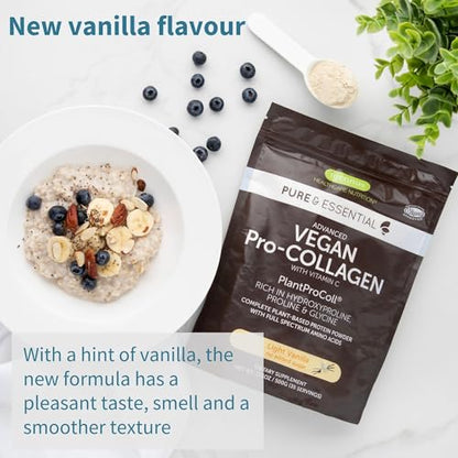 Vegan Collagen Powder, Natural Vanilla Flavour, Plant-Based Peptide Protein Supplement