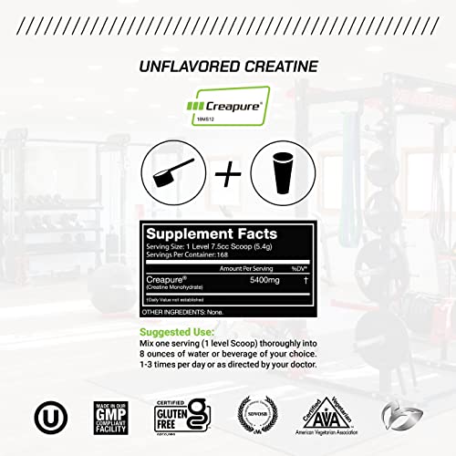 Muscle Feast Creapure Creatine Monohydrate Powder, Vegan Keto Friendly Gluten-Free