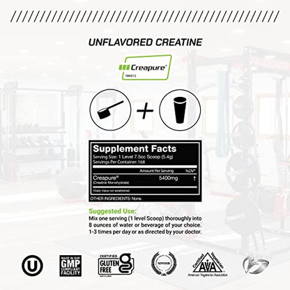 Muscle Feast Creapure Creatine Monohydrate Powder, Vegan Keto Friendly Gluten-Free