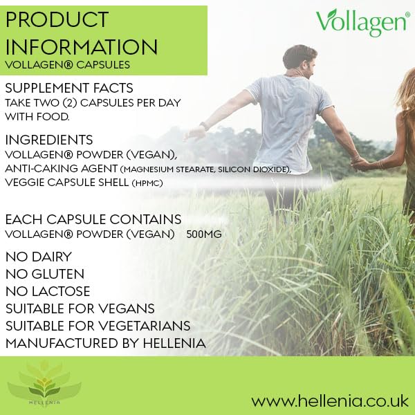 Hellenia Vollagen 500mg - 60 Capsules - Vegan Collagen