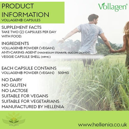 Hellenia Vollagen 500mg - 60 Capsules - Vegan Collagen