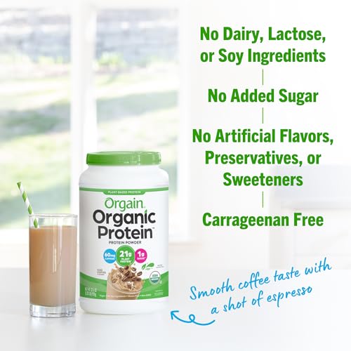 Orgain Organic Vegan Protein Powder, Iced Coffee - 21g Plant Based Protein, Gluten Free