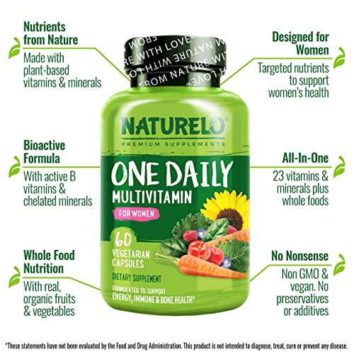 NATURELO One Daily Multivitamin for Women - Energy Support - Whole Food Supplement