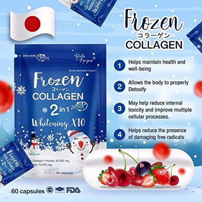 Frozen Collagen 2 in 1 Premium Collagen Peptide & Glutathione, 60 Capsules