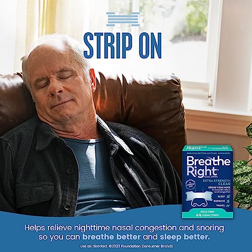 Breathe Right Nasal Strips | Extra Strength | Clear | For Sensitive Skin