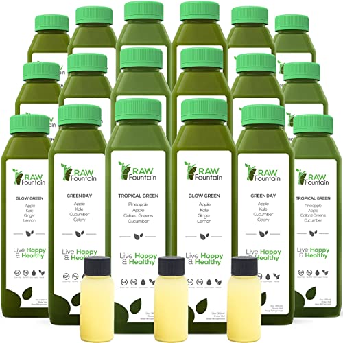 Raw Fountain 7 Day Green Juice Cleanse, All Natural Raw, Vegan Detox, Cold Pressed 