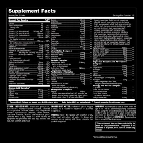 Animal Pak - Convenient All-in-One Vitamin & Supplement Pack - Zinc, Vitamins C, B, D