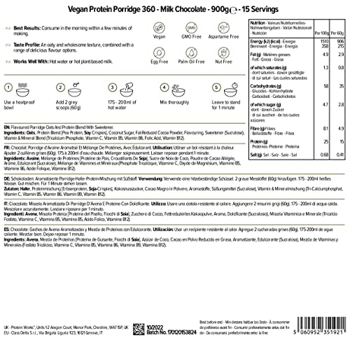 Protein Works - Vegan Protein Porridge 360 | High Protein Breakfast | Plant-Based | Chocolate | 900g