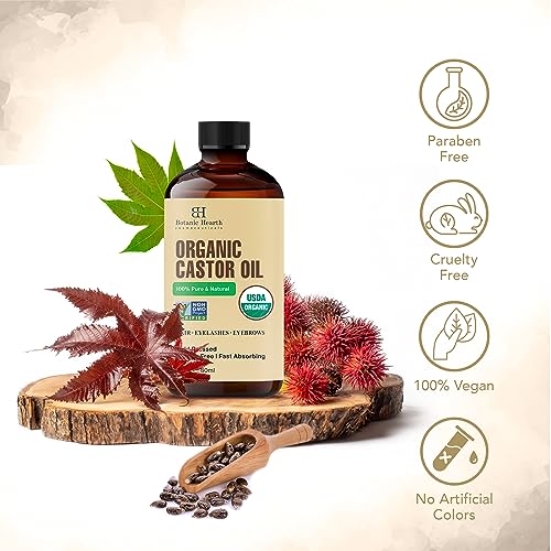 Botanic Hearth Castor Oil | USDA Certified Organic |100% Pure & Hexane Free | Cold Pressed | Growth