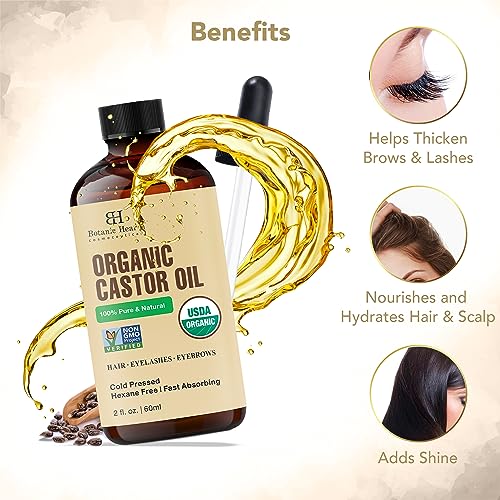 Botanic Hearth Castor Oil | USDA Certified Organic |100% Pure & Hexane Free | Cold Pressed | Growth