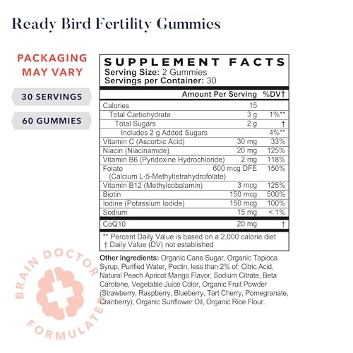 Best Nest Wellness Ready Bird Fertility Gummy Vitamins, Prenatal Multivitamin Gummies