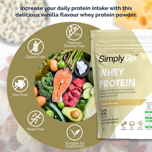 SimplyGo Whey Protein Powder | 900g | Simply Add 30g to Water, Juice or Shakes