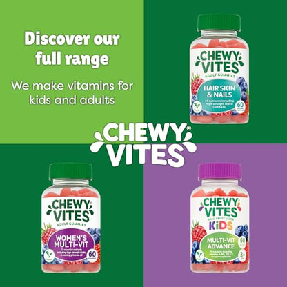 Chewy Vites Beauty Collagen 60 Gummy Vitamins |Hydrolised Collagen, CoQ10, Biotin + Vitamins | 1 Month Supply | Real Fruit Juice | Berry Flavour | 2-a-Day |