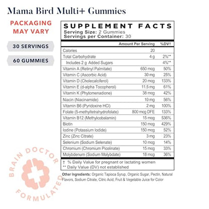 Best Nest Wellness Mama Bird Gummy Prenatal Vitamins, Methylfolate (Folic Acid), Vegan