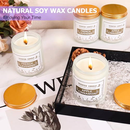 4 Pack Candles for Home Scented, Lavender & Cinnamon Candles Gifts for Women, 28 oz 200H Long