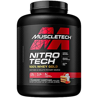 Muscletech Whey Protein Powder (Strawberry Shortcake, 5LB) - Nitro-Tech Whey Protein