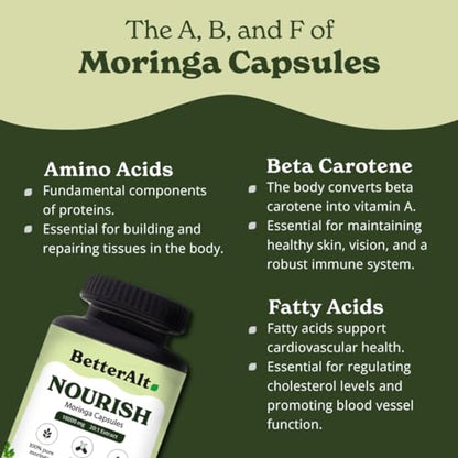 Better Alt Moringa Capsules, 120| Rich in Calcium |100% Pure Moringa Leaf Powder