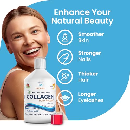 Swedish Nutra Liquid Marine Collagen - Sugar Free Berry Flavour | Minimize Fine Lines, Wrinkles & Improve Skin Elasticity