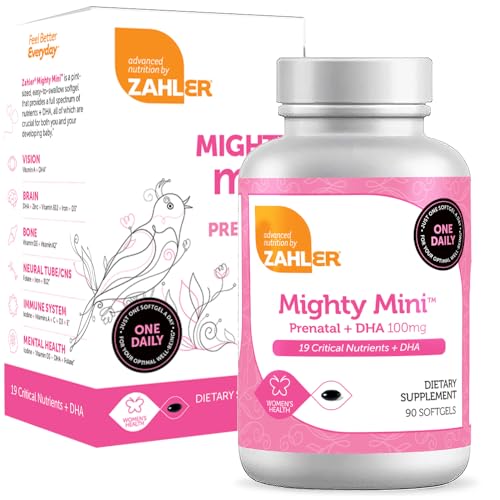 Zahler Mighty Mini Prenatal Vitamin with DHA & Folate - Certified Kosher - All Natural Prenatal Vitamins