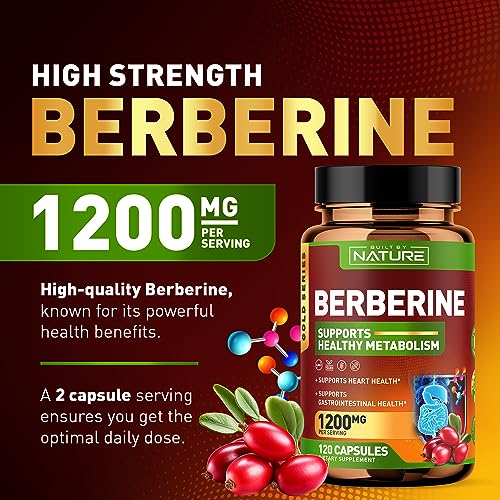 Berberine 1200mg - 100% Pure Berberine HCl Supplement, High Strength Berberine